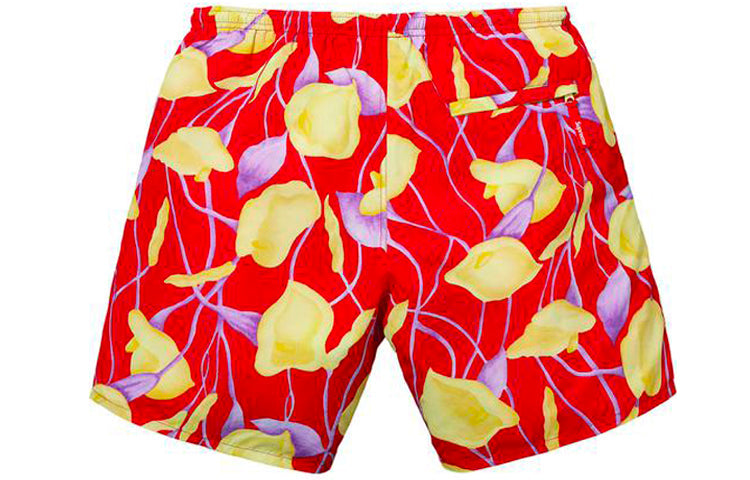 Supreme SS18 Nylon Water Short Flowers Casual Shorts Unisex Red SUP-SS18-10434