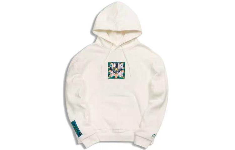 Li-Ning Paris Fashion Week Pattern Embroidered Pullover Hoodie 'White' AWDQ625-3
