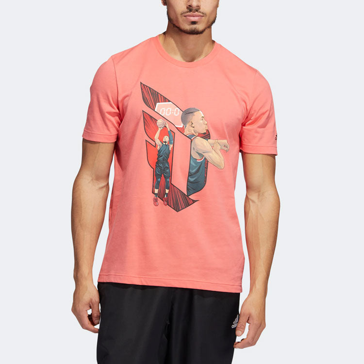 adidas Dame Casual Basketball Cartoon Character Sports Round Neck Breathable Short Sleeve Pink HS4323