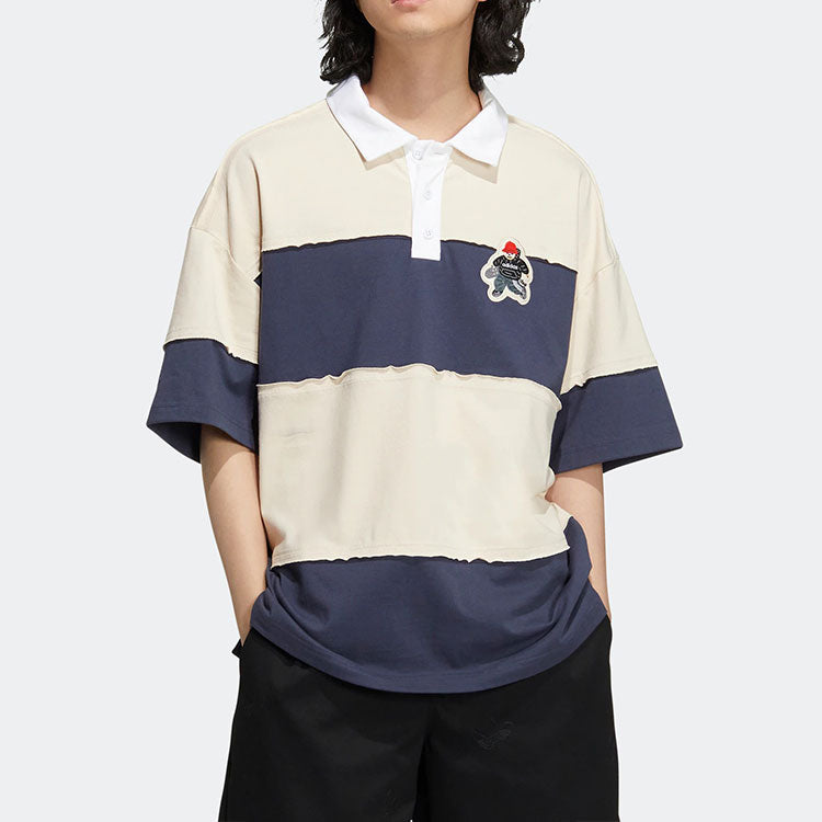 adidas x CHARR Short Sleeve Polo Shirt 'Cream White Navy' HR3467