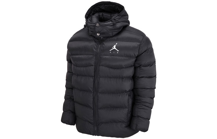 Men's Air Jordan Solid Color Zipper Hooded Padded Clothes Black DN3402-010