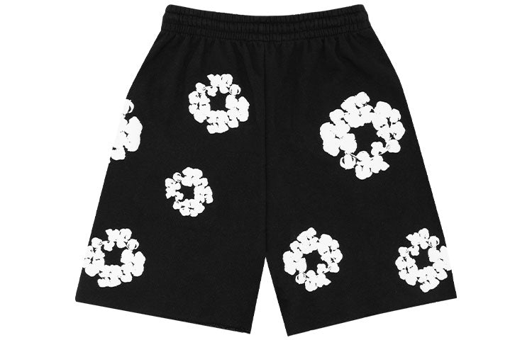 Denim Tears Cotton Wreath Logo Shorts 'Black White' 402-010-30