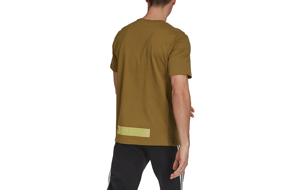 adidas Tech Refl Tee M Running Athleisure Casual Sports Round Neck Short Sleeve Yellow GN6861
