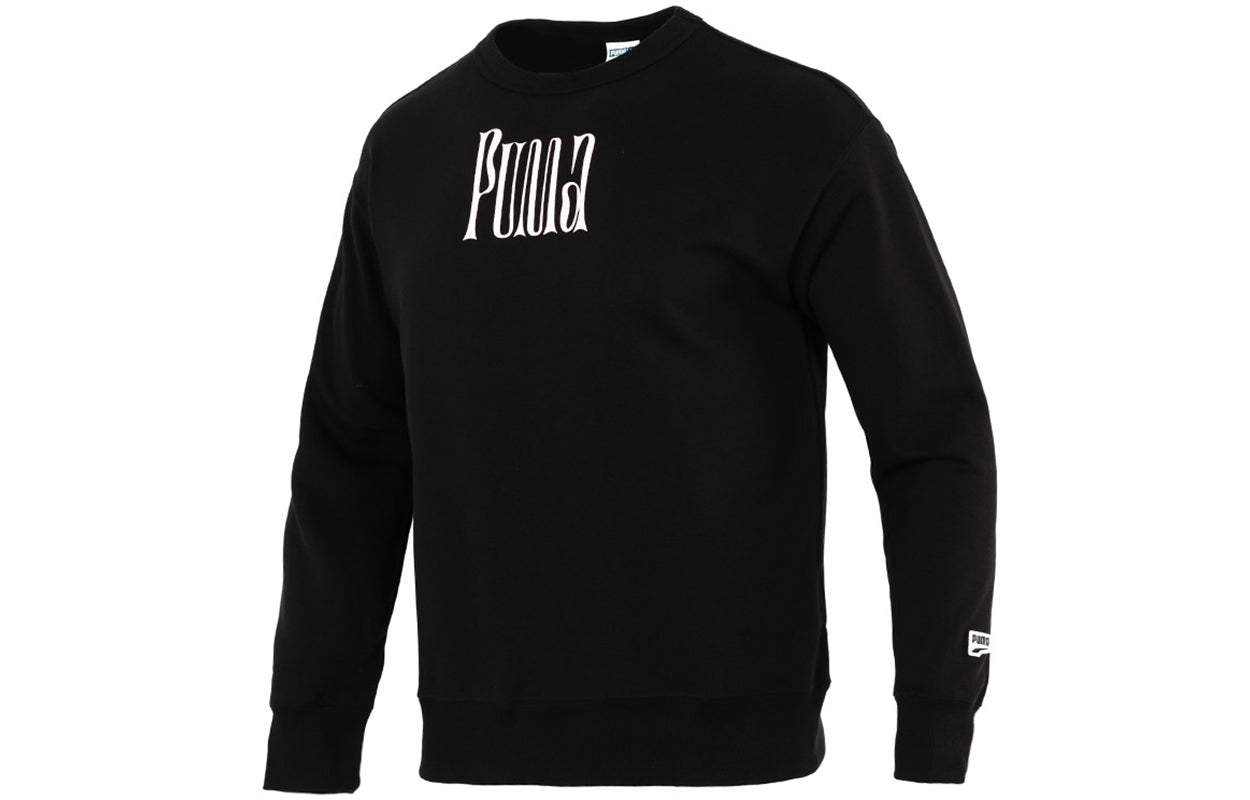 PUMA Back Large Printing Sports Training Knit Pullover Black 533037-01