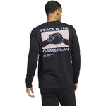Men's adidas Back Alphabet Printing Cotton Knit Round Neck Pullover Long Sleeves Black T-Shirt HC7567