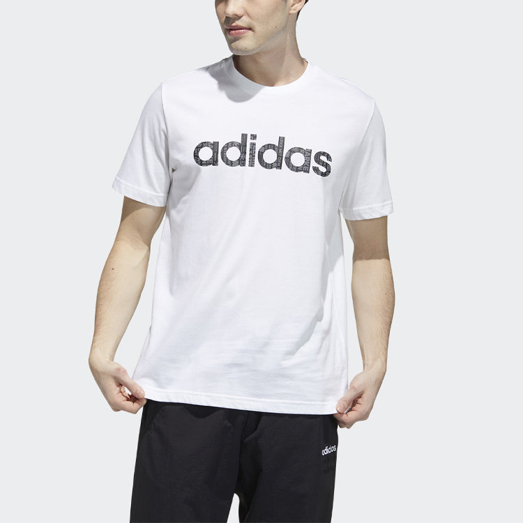 Men's adidas neo Logo Alphabet Printing Sports Short Sleeve White T-Shirt GP4880