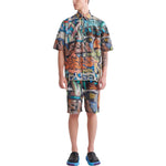 Men's Off-White Graffiti Printing Logo Pattern Short Sleeve Multicolor Shirt OMGA216S22FAB0018400