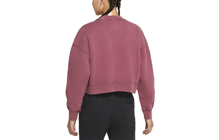 (WMNS) Air Jordan Flight Round-neck Swea Deep-Wine CV7786-610