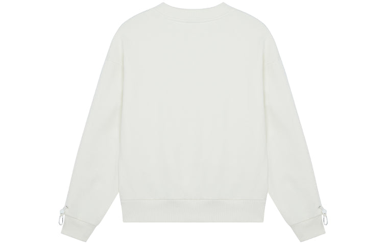 (WMNS) New Balance Logo Printing Solid Color Round Neck Pullover Beige Hoodie AWT14372-NMC