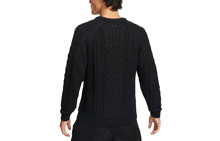 Nike Solid Color Round Neck  Knit Long Sleeves Wool Sweater Men's Black DQ5177-010