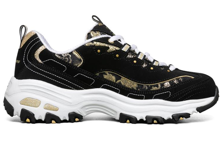 (WMNS) Skechers D lites 1.0 Black/White/Golden 13091-BKGD