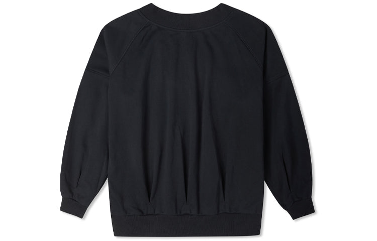 (WMNS) Converse Solid Color Loose Knit V neck Hoodie Black 10022959-A01