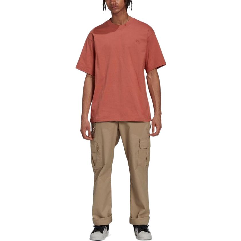 Men's adidas originals Small Logo Embroidered Solid Color Round Neck Short Sleeve T-Shirt HK0310