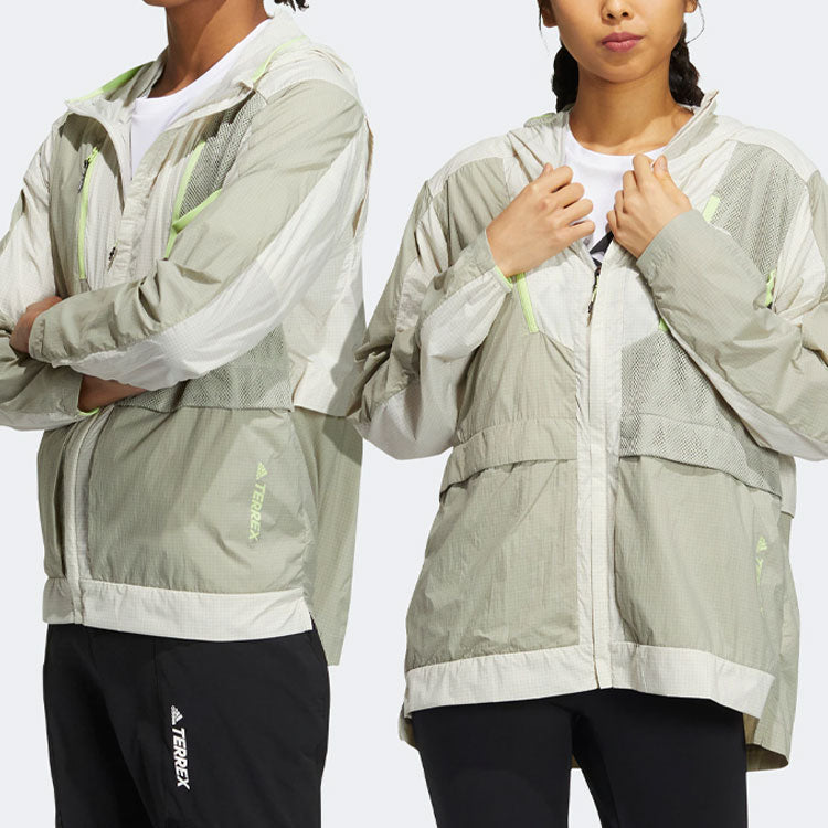 adidas TERREX U VOYG LIGHT WB Outdoor Sports Hooded Jacket Couple Style light grey HE5180