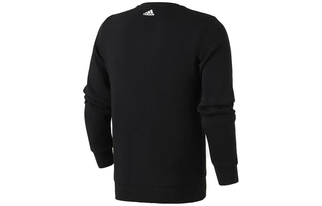 Men's adidas Printing Alphabet Round Neck Pullover Long Sleeves Black DW4601