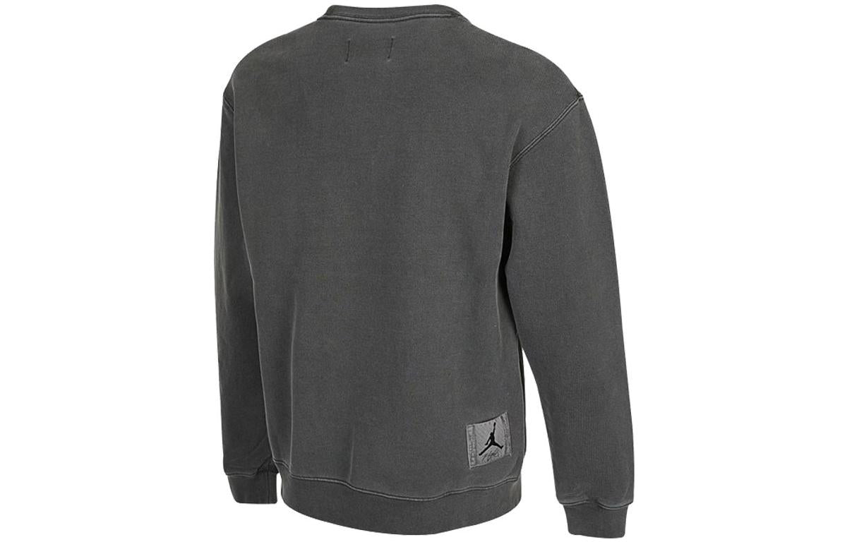 Men's Air Jordan As J Flt Hrtg Flc Crew Embroidered Logo Sports Solid Color Knit Pullover Round Neck Autumn Gray DO2308-011