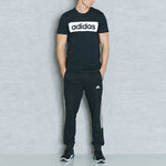 Men's adidas Logo Printing Round Neck Pullover Casual Short Sleeve Black T-Shirt AJ6077