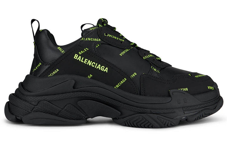 Balenciaga Triple S Sneaker 'Allover Logo - Black Fluo Yellow' 536737W2FA11070