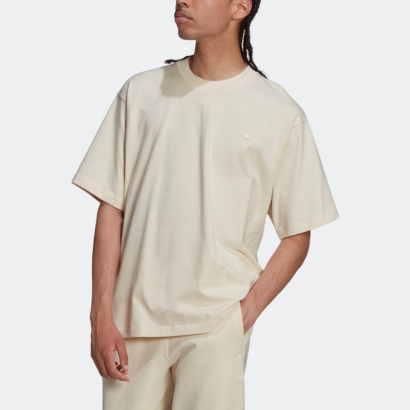 adidas originals SS22 Solid Color Embroidered Logo Sports Short Sleeve Beige HD2747