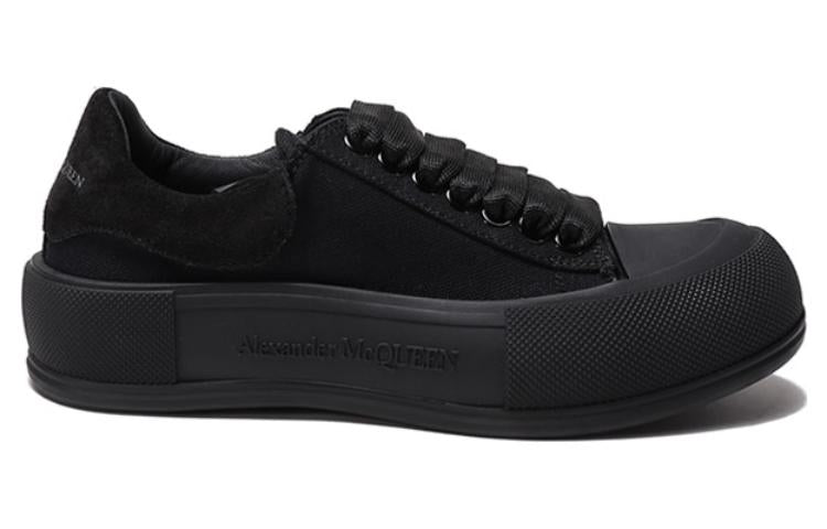 (WMNS) Alexander McQueen Deck Skate Plimsoll Shoes 'Black' 697120W4MV71000