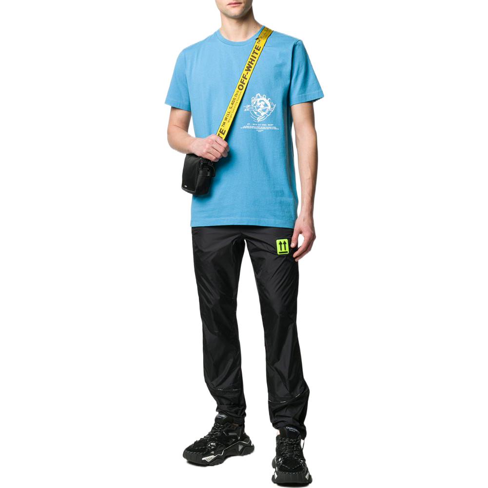 Men's Off-White SS22 Solid Color Label Elastic Waistband Sports Pants/Trousers/Joggers Version Black OMCA123S20A230201000