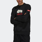 Men's adidas originals Funny Printing Sports Round Neck Pullover Black H09106