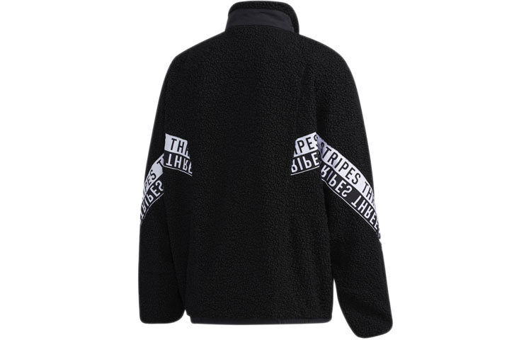adidas M MHS BOA JKT Stand Collar Printing lamb's wool Stay Warm Jacket Black GE0388