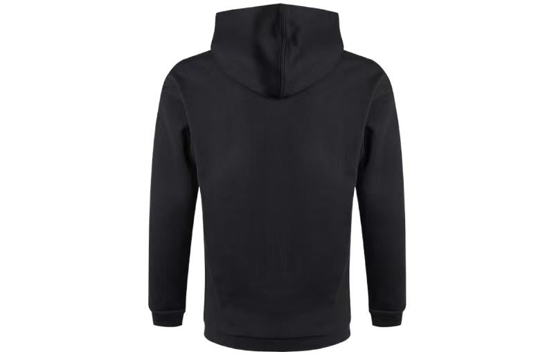 Men's adidas Solid Color Logo Printing Drawstring Hooded Long Sleeves Black GV5181