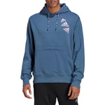 adidas Solid Color Brand Drawstring Hooded Long Sleeves Hoodie Unisex Blue HL9382