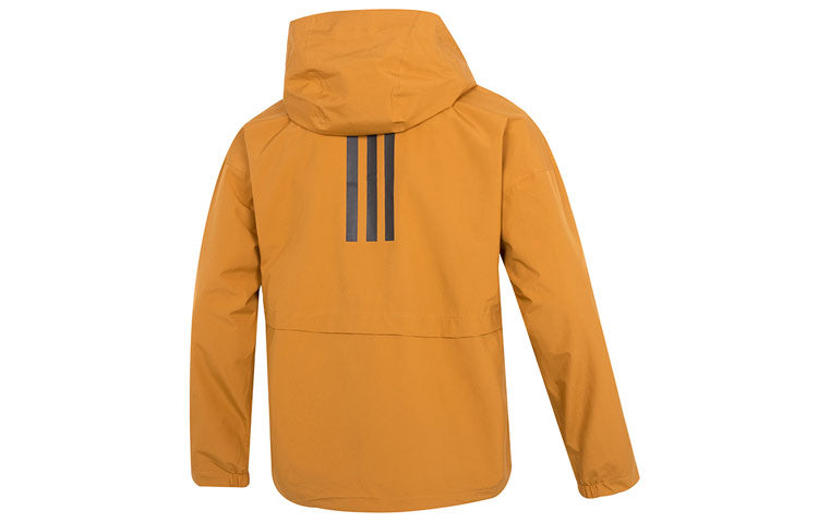 Men's adidas Traveer Rr J Athleisure Casual Sports Woven Logo Stripe Hooded Jacket Yellow HG6013