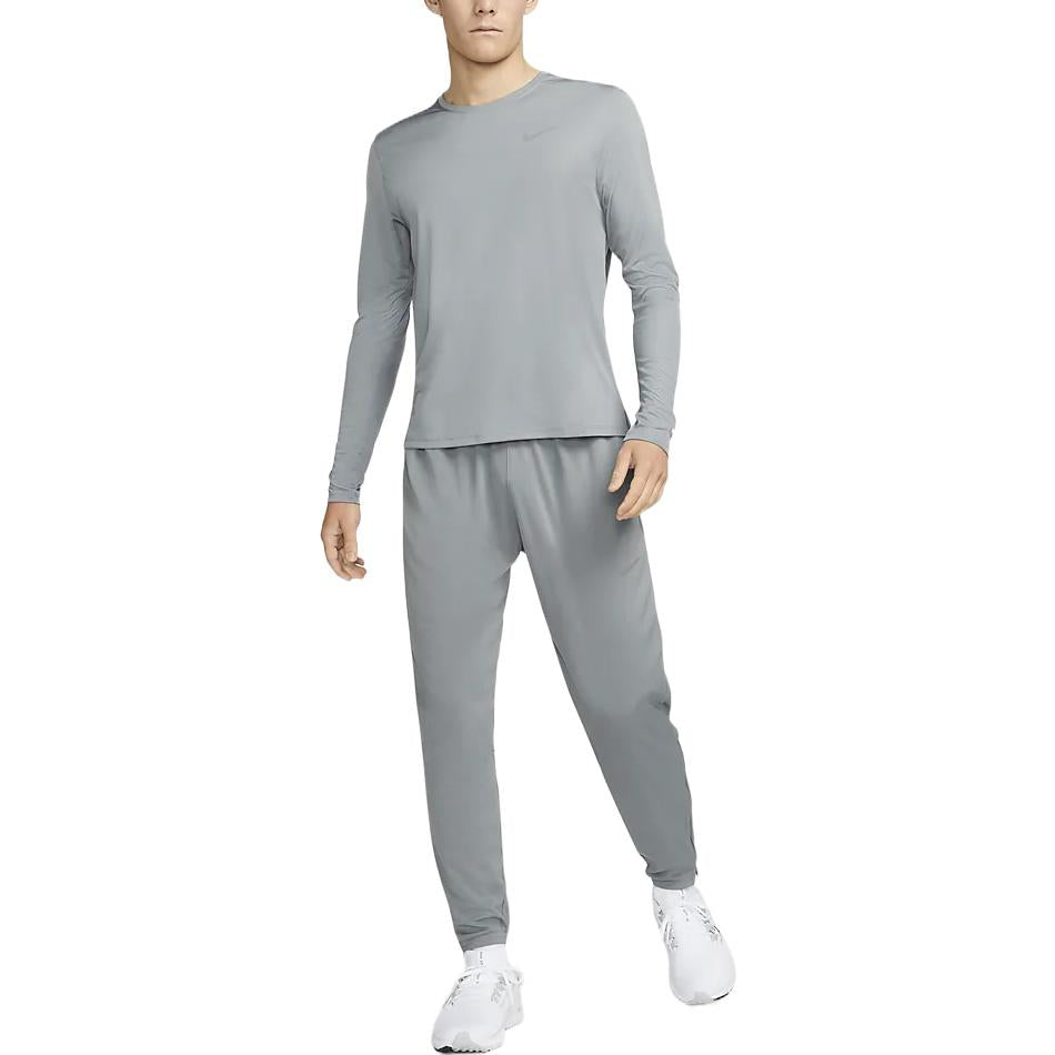Men's Nike Dri-FIT Solid Color Logo Printing Sports Long Sleeves Asia Edition Smoke Gray T-Shirt DD4577-084