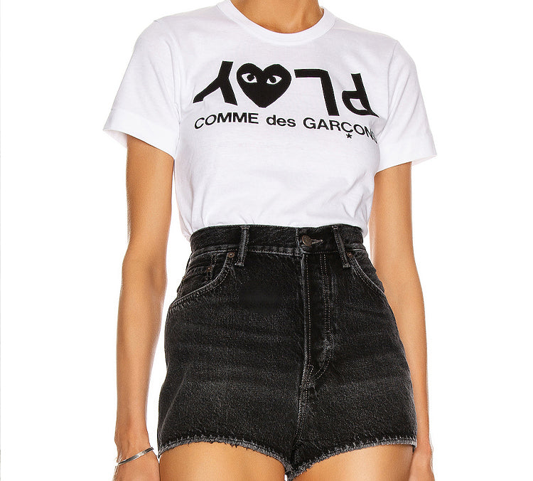 (WMNS) COMME des GARCONS PLAY Play Logo Tee 'White Black' AZ-T067-051-1