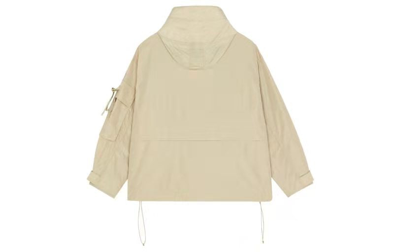 (WMNS) New Balance Logo Printing Woven Hooded Track Jacket Khaki AWJ13333-BEI