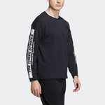 Men's adidas Sleeve Alphabet Pattern Round Neck Pullover Black HD0083