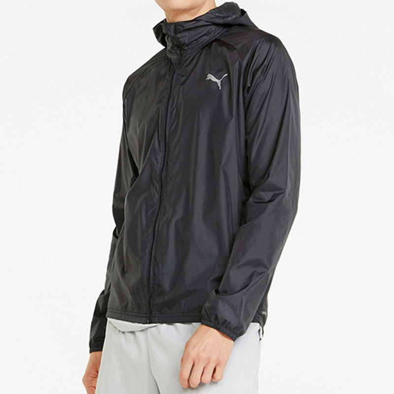 PUMA Solid Color Logo Athleisure Casual Sports Woven Hooded Jacket Black 521684-01