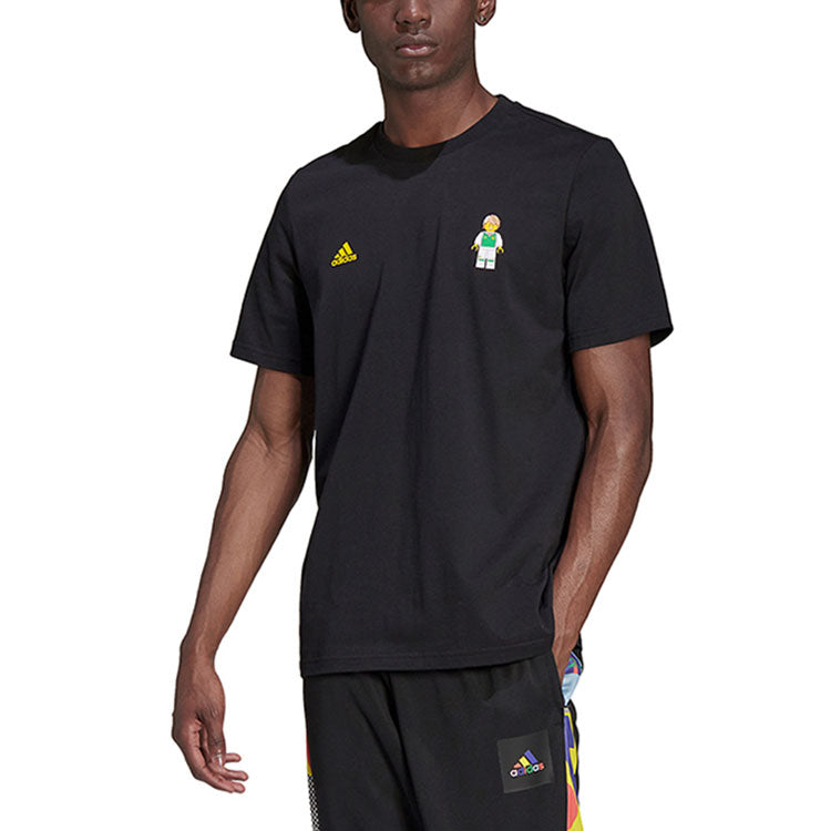adidas Printing logo Round Neck Short Sleeve Black HG1400