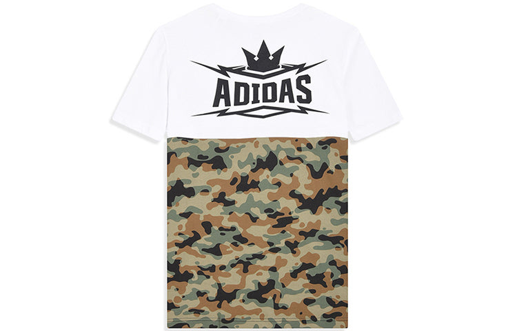 adidas Summer Attack Camouflage Colorblock Sports Round Neck Short Sleeve White AI6065