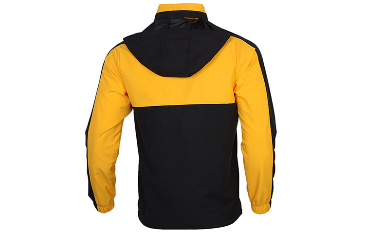 Men's adidas neo CS C/B WB Casual Sports Jacket Black Gold Colorblock GL7189