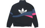 Men's adidas originals TS Track Top Logo Printing Contrasting Colors Sports Jacket Autumn Black H46698