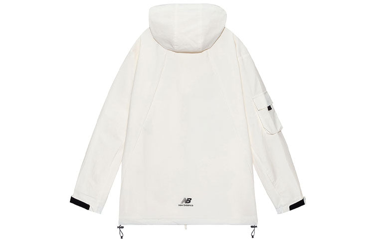 New Balance Men's New Balance Logo Printing Cargo Woven Hooded Jacket White AMJ13392-IV