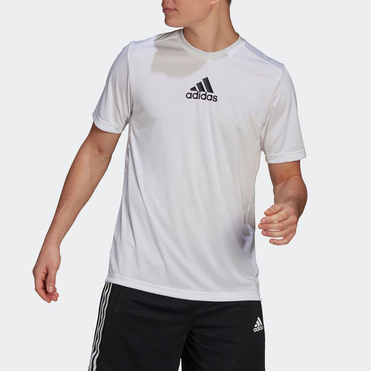 adidas Logo Printing Training Sports Round Neck Short Sleeve White GM2135