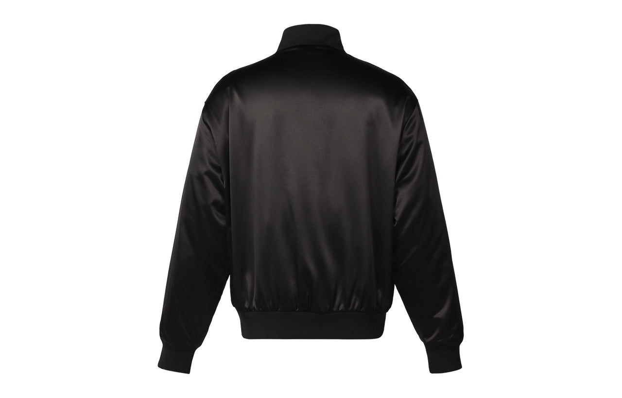 Men's adidas originals Large Logo Embroidered Satin Sports Jacket Autumn Black H09165