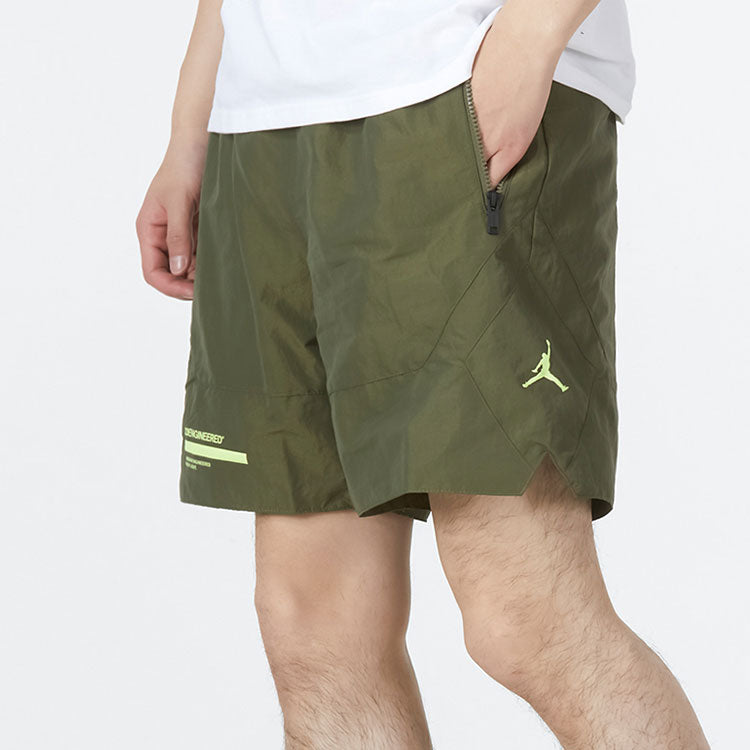 Men's Jordan Solid Color High Waist Straight Sports Shorts Military Green DM9981-222