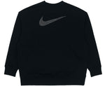 (WMNS) Nike Solid Color Logo Knit Round Neck Pullover Black Hoodie DD5468-010