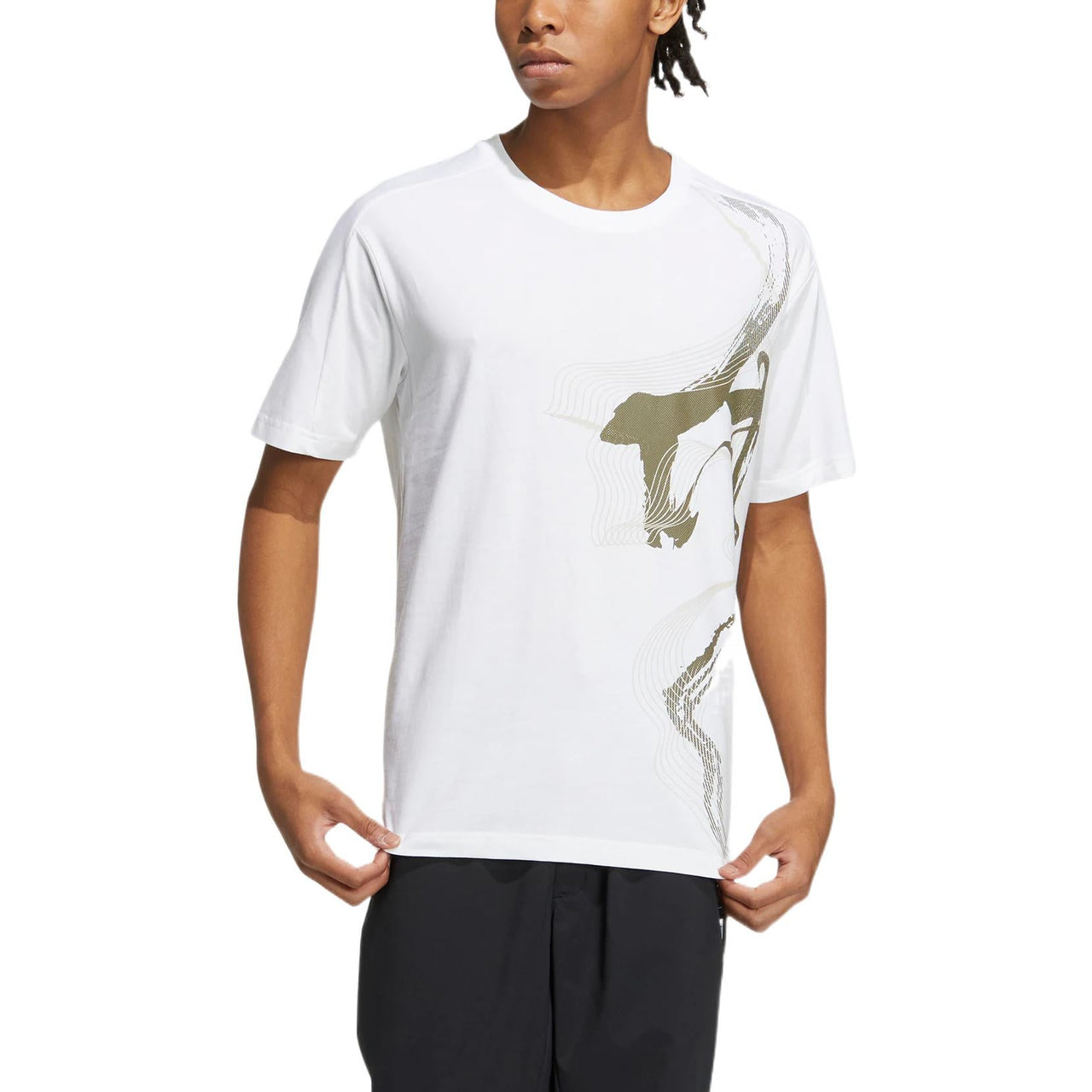adidas Wj Gfx Story Casual Breathable Round Neck Sports Short Sleeve White HE5175