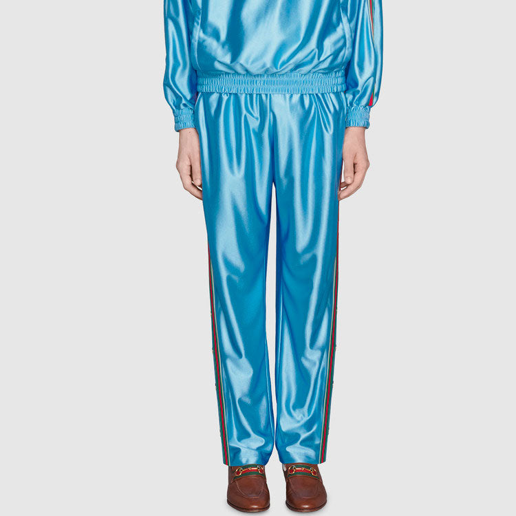 Gucci Shiny Jersey Jogging Pant With Web 'Azure' 654748-XJDE6-4670