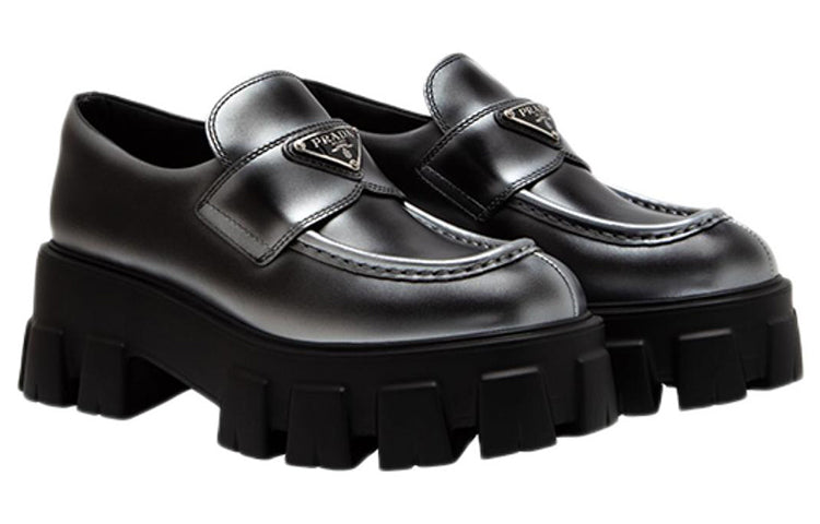 (WMNS) PRADA Monolith Brushed Leather Loafers 'White Spray Black' 1D649M_3LMH_F0I89_F_B055