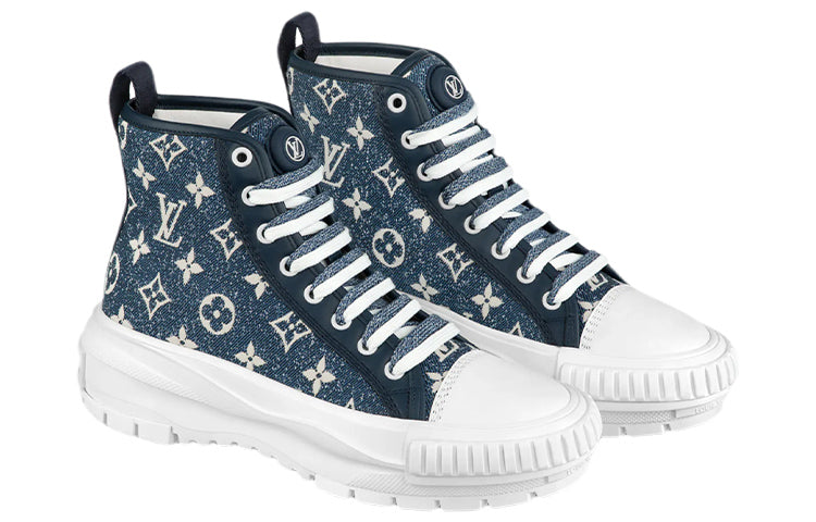 (WMNS) LOUIS VUITTON Squad Ankle Sneakers 'Denim with Monogram' 1A9S12