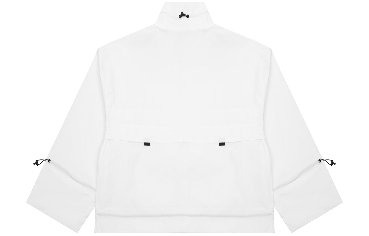 (WMNS) New Balance Logo Printing Half Zipper Sports Woven Stand Collar White Jacket AWJ13321-IV