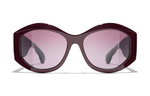 CHANEL Acetate Irregular Shape Sunglasses Women's Red Brown